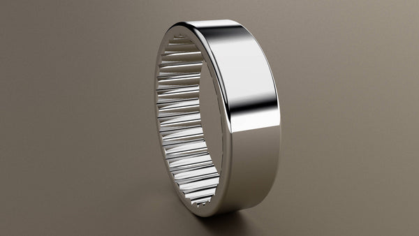 Polished White Gold 6mm Interior Fluted Wedding Band