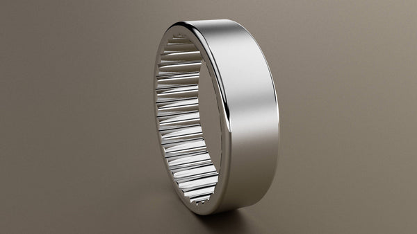 Brushed White Gold 6mm Interior Fluted Wedding Band