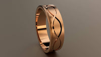 Brushed Rose Gold 6mm Infinity Groove Wedding Band