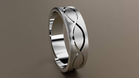 Brushed White Gold 6mm Infinity Groove Wedding Band