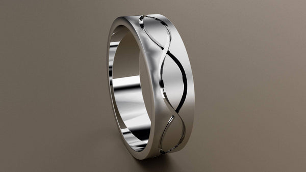 Brushed White Gold 6mm Infinity Groove Wedding Band