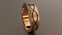 Brushed Rose Gold 6mm Infinity Black Groove Wedding Band