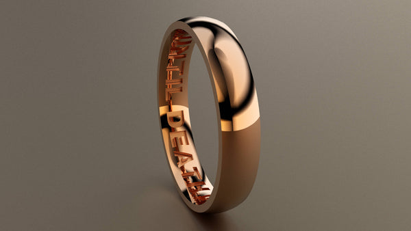 Polished Rose Gold 4mm Interior Message Wedding Band