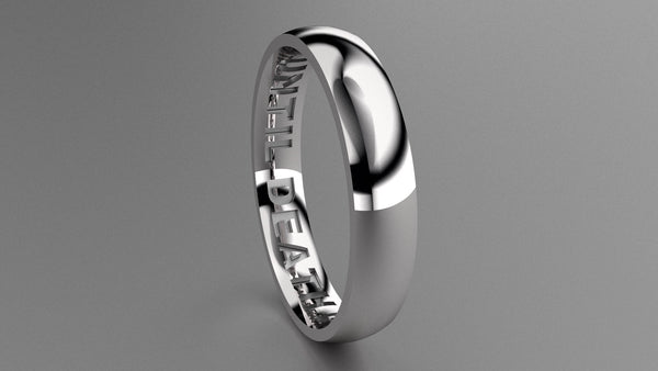 Polished Sterling Silver 4mm Interior Message Wedding Band