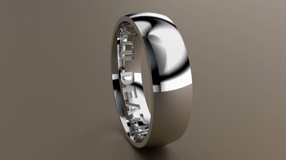 Polished White Gold 6mm Interior Message Wedding Band