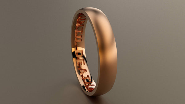 Brushed Rose Gold 4mm Interior Message Wedding Band