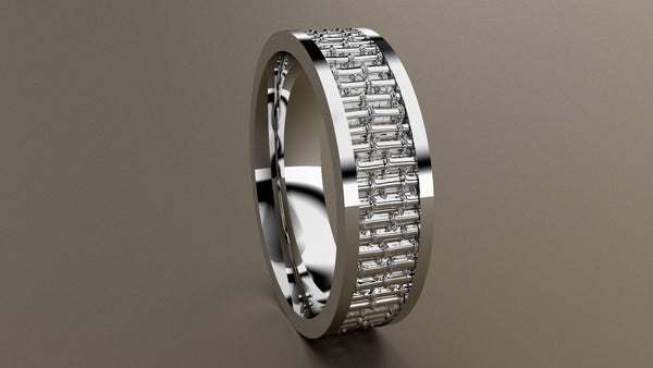 Polished White Gold 6mm Bamboo Wedding Band