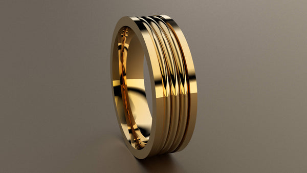 Polished Yellow Gold 6mm Fluted Wedding Band