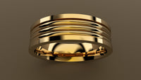 Polished Yellow Gold 6mm Fluted Wedding Band