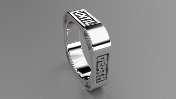 Polished Sterling Silver 6mm Square Message Wedding Band