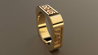 Polished Yellow Gold 6mm Square Message Wedding Band