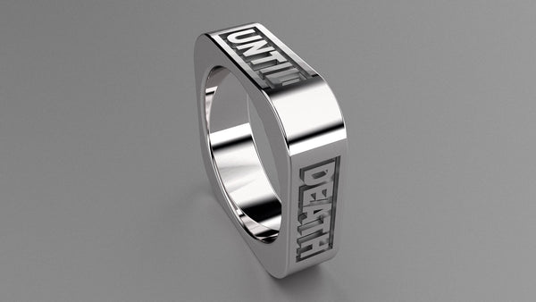 Polished Sterling Silver 6mm Square Message Wedding Band