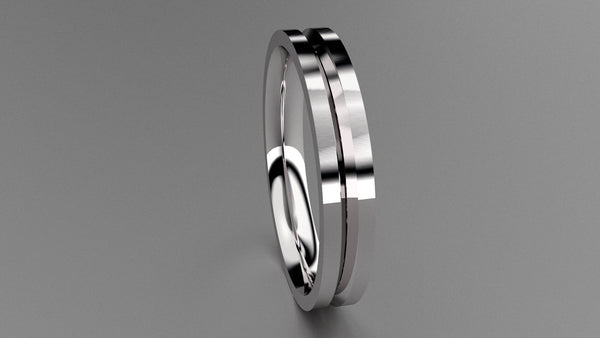 Polished Sterling Silver 3mm Single V Groove Wedding Band