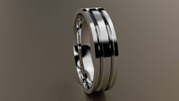 Polished White Gold 6mm Double V Groove Wedding Band