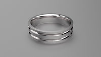 Polished Sterling Silver 6mm Double V Groove Wedding Band