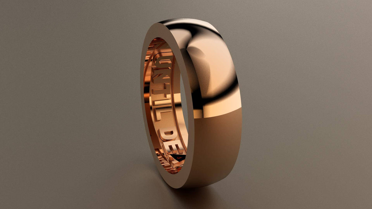 Polished Rose Gold 6mm Domed Interior Message Wedding Band