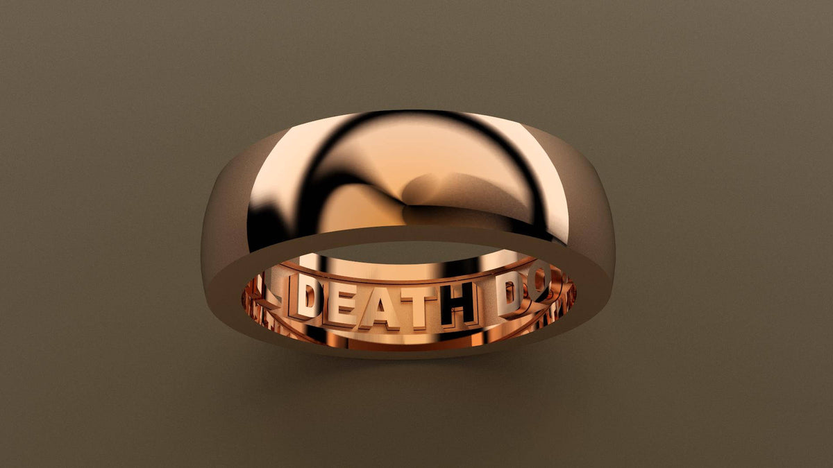 Polished Rose Gold 6mm Domed Interior Message Wedding Band