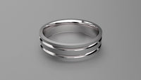 Brushed Sterling Silver 6mm Double V Groove Wedding Band