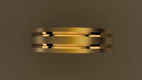 Brushed Yellow Gold 6mm Double V Groove Wedding Band