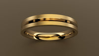 Brushed Yellow Gold 3mm Single V Groove Wedding Band