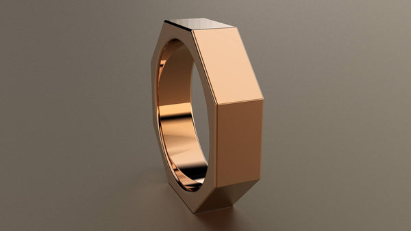 Polished Rose Gold 6mm Octagon Bolt Wedding Band