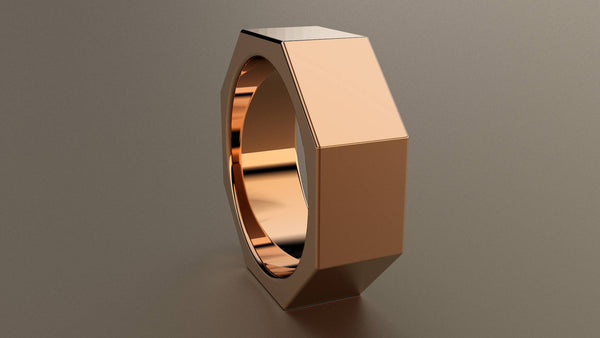 Polished Rose Gold 8mm Octagon Bolt Wedding Band