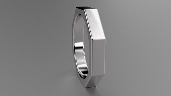 Polished Sterling Silver 4mm Octagon Bolt Wedding Band