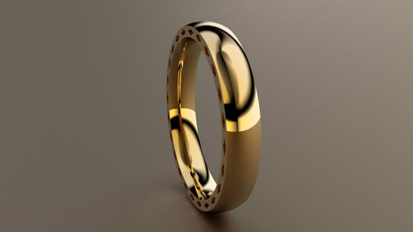 Polished Yellow Gold 4mm Side Diamond Wedding Band