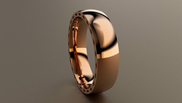 Polished Rose Gold 6mm Side Design Wedding Band