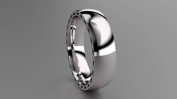 Polished Sterling Silver 6mm Side Design Wedding Band