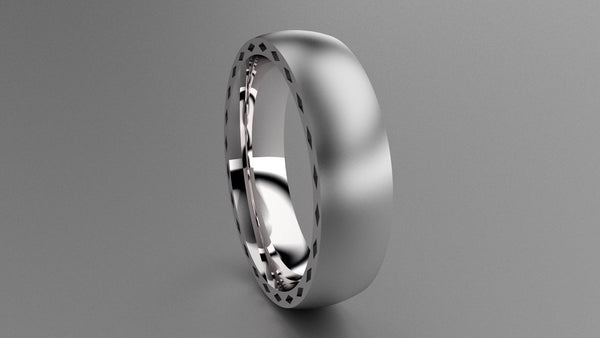 Brushed Sterling Silver 6mm Side Design Wedding Band