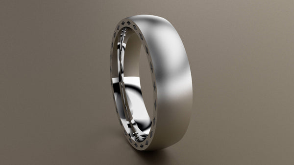 Brushed White Gold 6mm Side Design Wedding Band