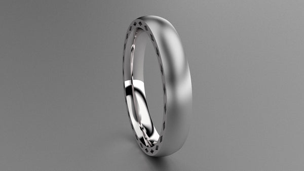 Brushed Sterling Silver 4mm Side Design Wedding Band