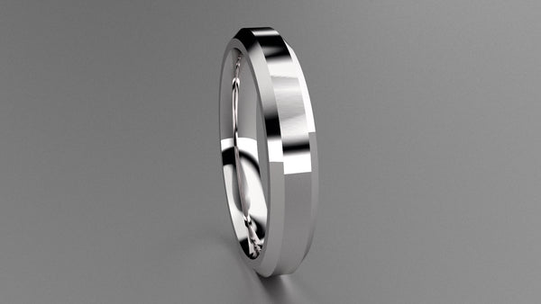 Polished Sterling Silver 4mm Beveled Edge Wedding Band