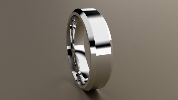 Polished White Gold 6mm Beveled Edge Wedding Band