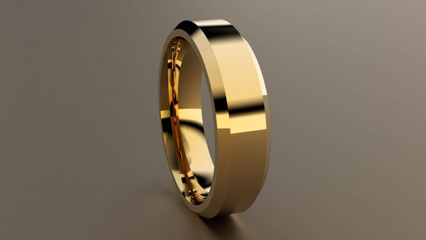 Polished Yellow Gold 6mm Beveled Edge Wedding Band