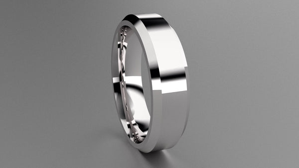Polished Sterling Silver 6mm Beveled Edge Wedding Band