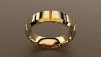 Polished Yellow Gold 6mm Beveled Edge Segmented Wedding Band