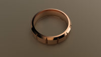 Brushed Rose Gold 6mm Brushed Beveled Edge Segmented Wedding Band