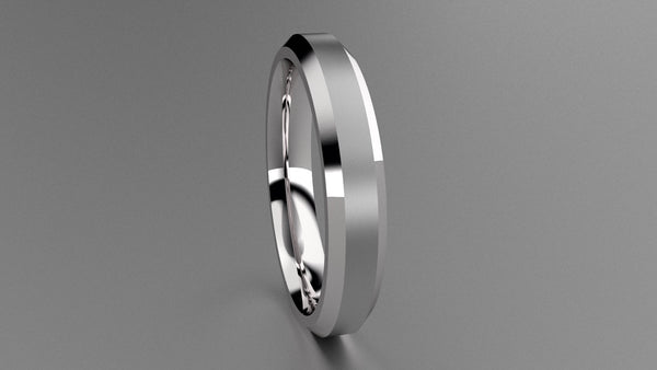 Brushed Sterling Silver 4mm Beveled Edge Wedding Band