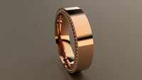 Polished Rose Gold 6mm Recessed Bead Wedding Band
