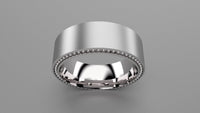 Brushed Sterling Silver 8mm Recessed Beading Wedding Band