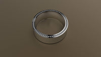 Brushed White Gold 8mm Recessed Beading Wedding Band