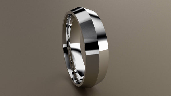 Polished White Gold 6mm Knife Edge Wedding Band