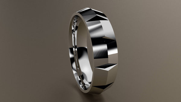 Polished White Gold 6mm Knife Edge Segmented Wedding Band
