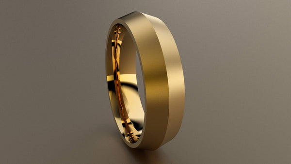 Brushed Yellow Gold 6mm Knife Edge Wedding Band