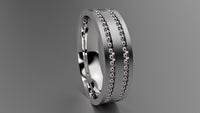 Brushed Sterling Silver 6mm Double Bead Row Wedding Band