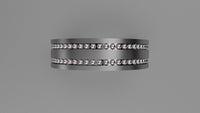 Brushed Sterling Silver 6mm Double Bead Row Wedding Band