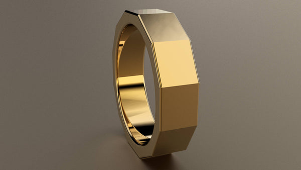 Polished Yellow Gold 6mm 12 Sided Bolt Wedding Band