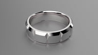 Brushed Sterling Silver 6mm Beveled Edge with Facets Wedding Band